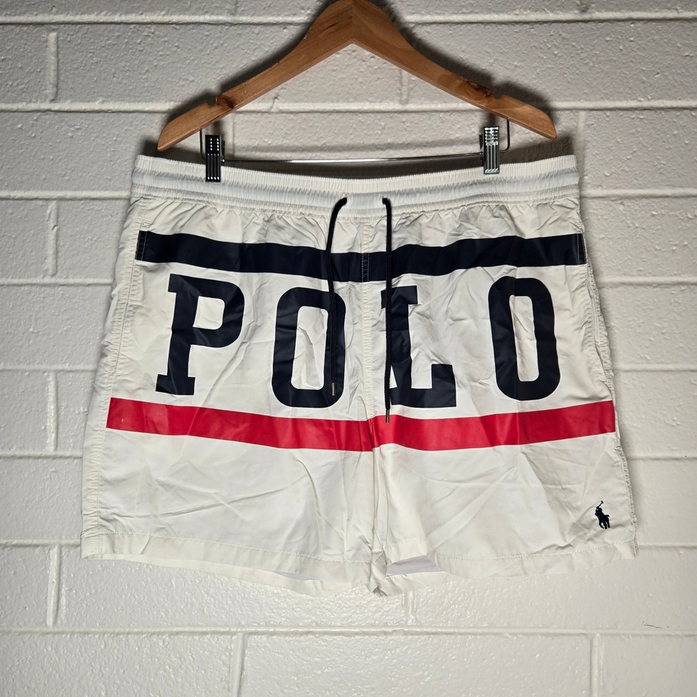 Polo Ralph Lauren Swim Trunks Mens XXL Big Logo Graphic Lined Shorts Preppy